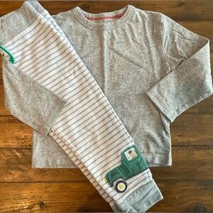 Boys MINI BODEN Grey LS Tshirt & Striped PullOn Pants Sz 3Y - 4Y Lot Of 2